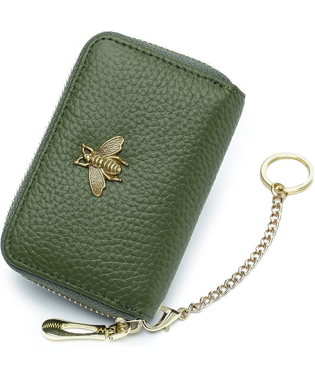 imeetu RFID Credit Card Holder, Small Leather Zipper Card Case Wallet for Women