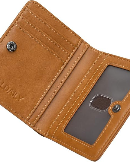 Alldaily Small RFID Wallet for Women Slim Compact Bifold Pocket Ladies Travel Mini Purse (Brown)