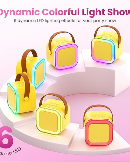 Karaoke Machine for Kids Adults, Portable Bluetooth Speaker with 2 Wireless Karaoke Microphones, 2026 TOP Birthday for Girls 3,4,5,6,8+Year Old Toddler Toys Karaoke Player(Yellow)