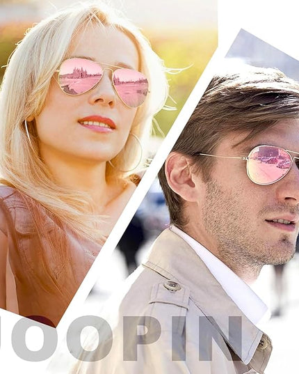 Joopin Polarized Metal Aviation Sunglasses Men, Classic Military Sun Glasses Women, Rectangle Shades UV400 Protection Costume