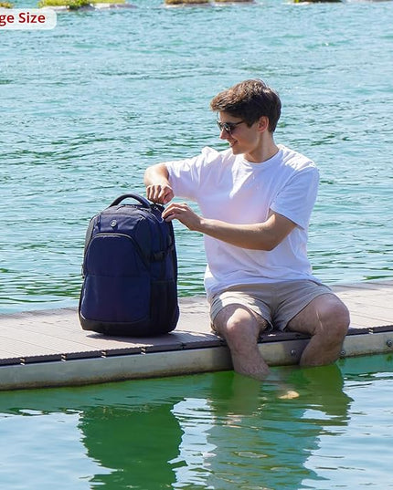 Swissdigital Design Travel Laptop Backpack for Men and Women, 35L Expandable Large Business Backpack with USB Charging Port for Fits 17 Inch Notebook, Blue | SD1671-12
