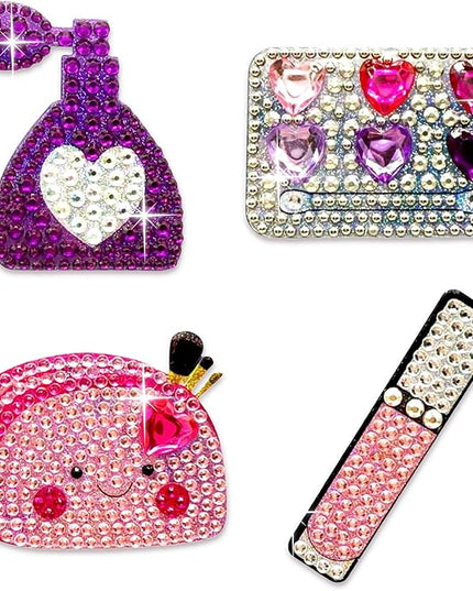 StickerBeans® Rhinestone Stickers – Glam Squad 2 4-Pack, 2” x 2” Unique Sparkly Cut-to-Shape for Collecting, Trading, Decorating Laptops, Phone Cases, Scrapbooks, Kids, Teens, & Adults
