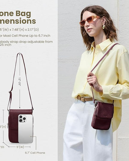 befen Genuine Leather Small Crossbody Bags for Women, Cell Phone Cross body Purse Bag with RFID Blocking Card Slots