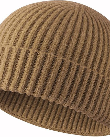 ROYBENS Swag Wool Knit Cuff Short Fisherman Beanie for Men Women, Winter Warm Hats