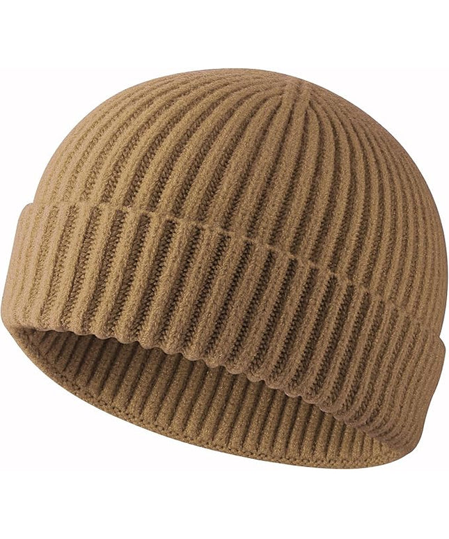 ROYBENS Swag Wool Knit Cuff Short Fisherman Beanie for Men Women, Winter Warm Hats