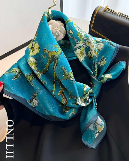 100% Mulberry Silk Scarf for Women Hair Lightweight Square Neckerchief Wrap For Head Scarves 21"