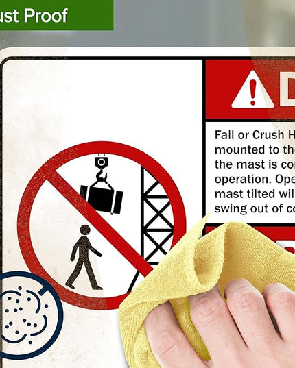 Danger Fall Or Crush Hazard Always Use The Level Mounted Bilingual Sign, 10x7 Inches, 4 Mil Vinyl Decal Stickers Weather Resistant, Made in USA by My Sign Center