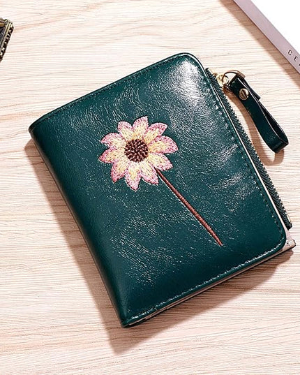 AOXONEL Girls Wallet Small Bifold Womens Wallets Rfid,Compact Female Cute Mini Zipper Coin Card Purse for Teen Girl Kids (Green)