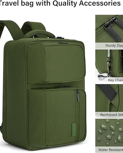 Hanke Convertible Laptop Bag, 3 In 1 Briefcase Backpack 17.3 Inch Computer Bag for Men Women, Travel Laptop Briefcase Messenger Bag, Underseat Carry On Personal Item, Pine Green