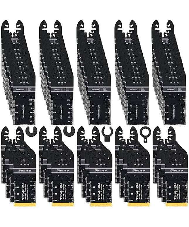Bionso 120PCS Oscillating Tool Blade, Professional Universal Titanium Multitool Blades for Wood Metal, Multi Tool Blades Kits, Oscillating Saw Blades Fit Dewalt Ryobi Milwaukee Rockwell Fein Makita