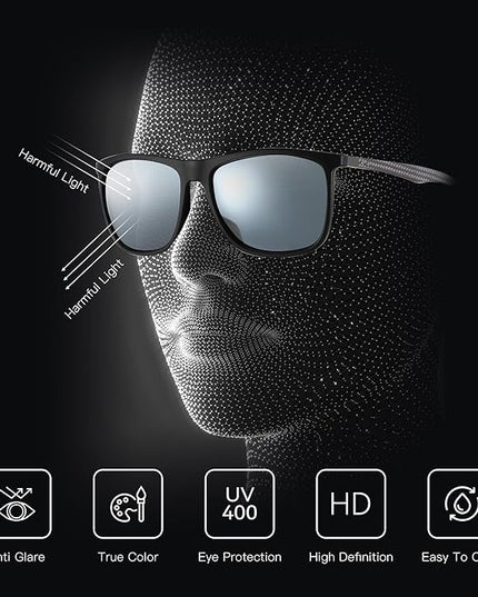 ZENOTTIC Square Polarized Sunglasses for Men Ultralight Carbon Fiber Sun Glasses Driving Fishing Golf Sports UV400 Protection