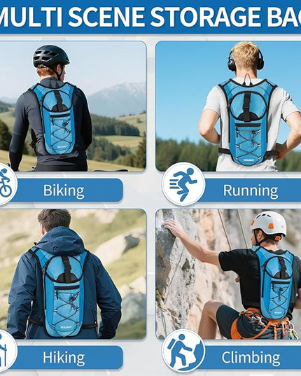 Hydration Backpack with Leak Proof Water Bladder, Lightweight Hydro Water Daypack for Rave, Cycling, Running, Hiking, Climbing