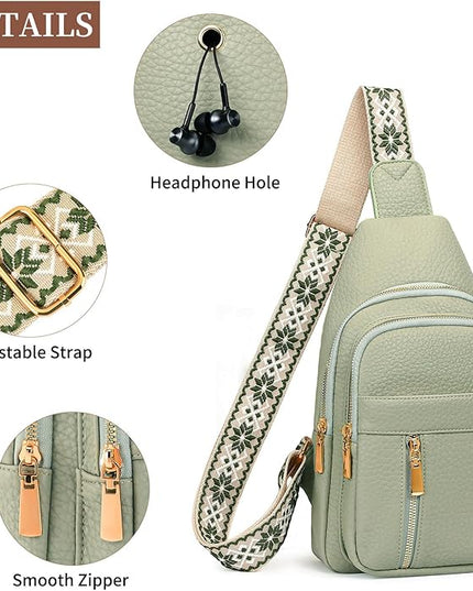 FALAN MULE Crossbody Bags for Women Trendy Leather Sling Chest Bag Fanny Packs for Women