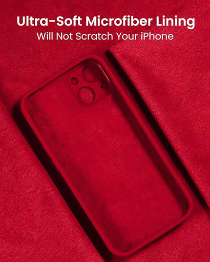 FireNova Designed for iPhone 15 Case, Silicone Upgraded [Camera Protection] Phone Case with [2 Screen Protectors], Soft Anti-Scratch Microfiber Lining Inside, 6.1 inch, Deep Red