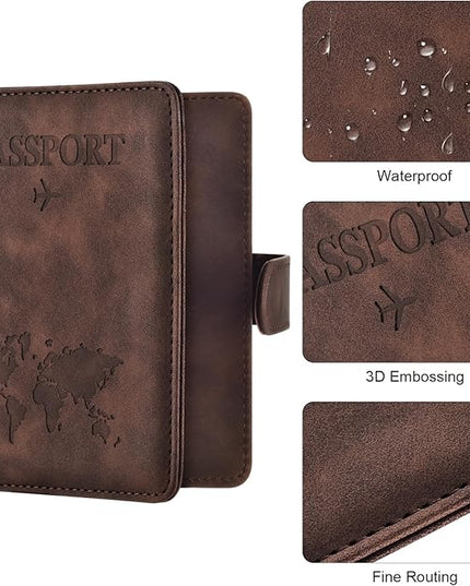 Eoehro Passport Holder for Travel Essentials, Passport Wallet Cover Case for Travel Must Haves Accessories,Passport Book Holders for Women and Men(coffee)