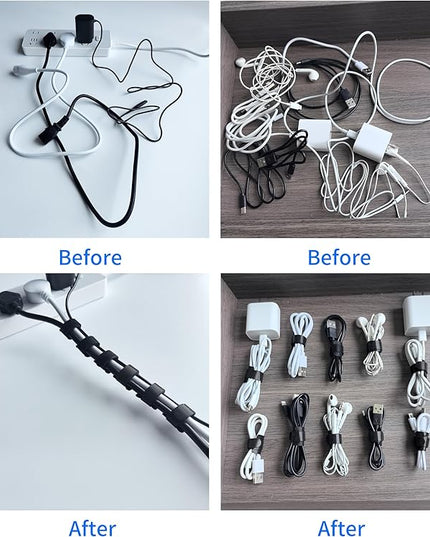 6 Inches Black Reusable Cable Ties,Multi-purpose Adjustable Cord Straps, Cable Organizer,Cord Wrap and Hook Loop Cords Management,Adjustable Cord Ties for Organizing Home, Office, Data Centers,56 PCS