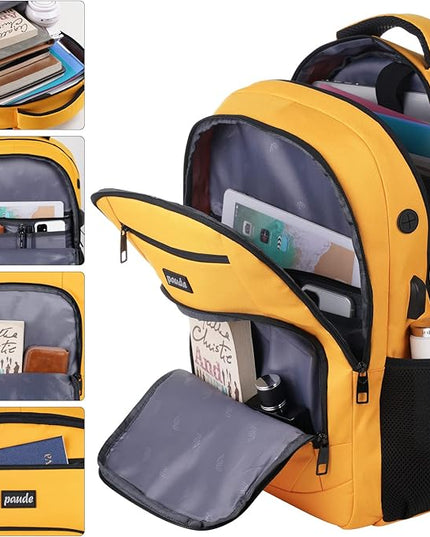 Paude Backpack for School, Laptop, Teens 15.6 Inch College Backpack for University, Business, Work, Travel - Orange