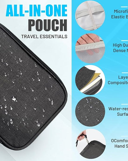 Travel Cable Organizer Bag, Electronics Organizer Tech Pouch with Double Layers for Cords, Chargers, Phone, Earphones, USBs, SD Cards - Travel Essentials Portable Waterproof Tech Pouch