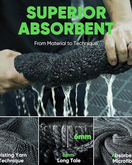 KKV 2-Pack Microfiber Towels (35"x 24") Extra Large Ultra Absorbent Drying Towel for Cars and Trucks, Without Streaks, Scratches, or Water Spots