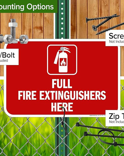 Full Fire Extinguishers Here Sign, 12x18 Inches, Rust Free .063 Aluminum, Fade Resistant, Made in USA by My Sign Center