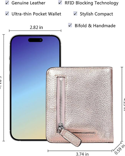 AINIMOER Small Leather Wallet for Women, Ladies Credit Card Holder RFID Blocking Women's Mini Bifold Pocket Purse