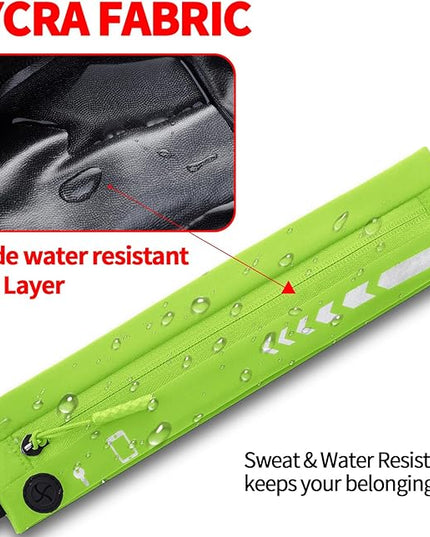 USHAKE Slim Running Belt for Women Men-Runners Phone Holder Fanny Pack, Adjustable, Bounce Free Waist Pouch bag for Workout, Money Belt, Run Gear Accessories Neo Green