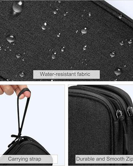 FYY Travel Cable Organizer Pouch Electronic Accessories Carry Case Portable Waterproof Double Layers All-in-One Storage Bag for Cord, Charger, Phone, Earphone Black