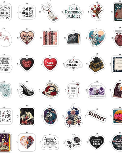 100Pcs Dark Romance Stickers for Water Bottle - Dark Book Stickers, Booktok Decals - Gifts for Book Lovers