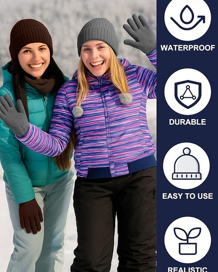 Chicingyou Winter Hats and Gloves Beanies Set Bulk Adults Women Men Unisex Knit Beanie Thermal Gloves for Homeless Gifts