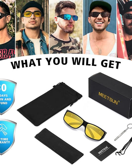 MEETSUN Fit Over Glasses Sunglasses for Men Women,Wrap Around Sunglasses Polarized UV400 Protection