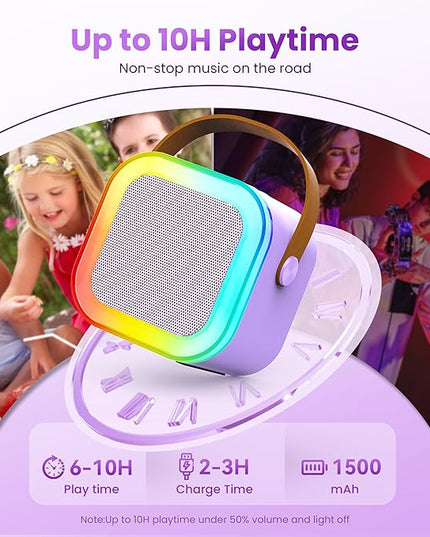 Mini Karaoke Machine for Kids Adults, Portable Bluetooth Speaker with 2 Wireless Karaoke Mics Player,2026 TOP Birthday Gifts Toys for Girls 3,4, 5, 6, 7, 8+Years Old Toddler(Light Purple)