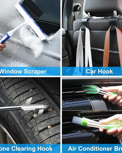 AUTODECO 40Pcs Car Wash Detailing Kit Cleaning Kits with Foam Gun Sprayer Vacuum with Long Cord Drill Brush Large Wash Mitt Towels Complete Interior Exterior Car Washing Supply Set Black