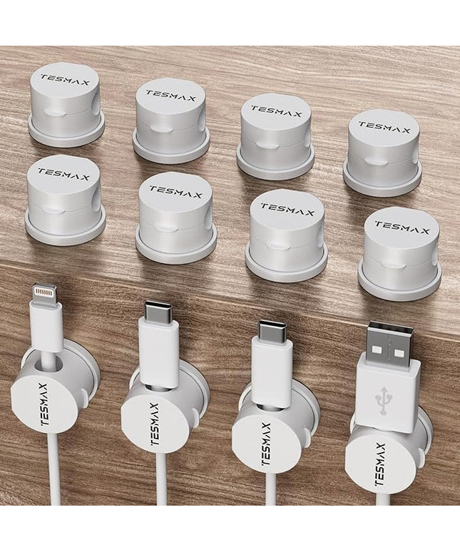 Magnetic Cable Clips 360° Rotation Cord Holder, 12 Pack Cord Organizer 1s Lock Cable Smooth Adjustable Desk Organizers and Accessories, Adhesive Cord Clips for Nightstand,Phone,Wall,Car,Home Office
