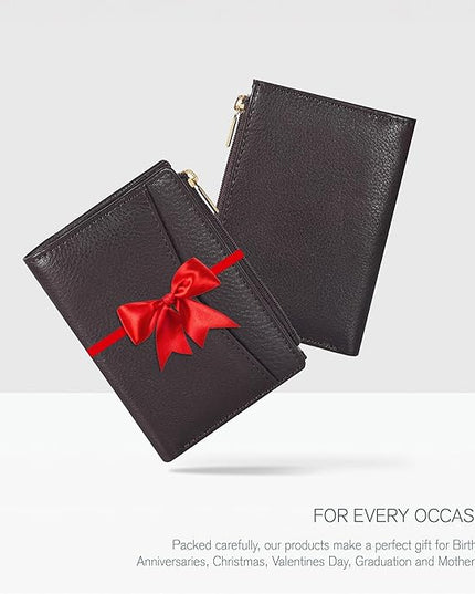Oak Leathers Leather Wallet For Women - Small RFID Coin Purse Credit Card & ID Holder for Ladies, Gift for Women's, Bifold Wallets (Nappa Brown)