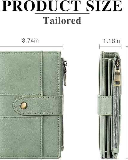 FALAN MULE Small Wallet for Women RIFD Leather Bifold Credit Card Holder with 3 ID Window