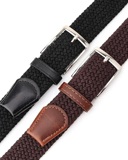 Radmire 2 Pack Elastic Braided Woven Canvas Belts for Men and Women