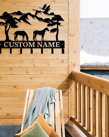 peanut case Personalized Farm Horse Keys Hooks,Custom Name Metal Cowboy Horse Art Keys Hooks,Metal Horse Lover Wall Home Storage Decorative Keys Hooks,Key Holder Hooks for Wall (Style D)