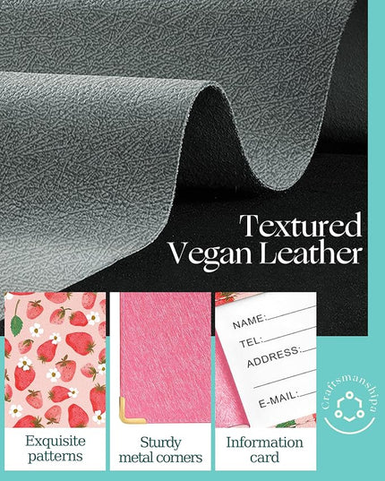Slohif Passport Holder Lugguage Tag Set Suitcase Cover Wallet Case for Travel Women - Leather Passport Book Personalized Organizer Card Protector Sleeve Essentials Slim Carrier Strawberry