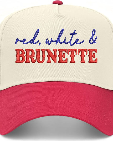 Red, White, & Brunette Hat | Premium Vintage Trucker Hat with Adjustable Snapback for Men and Women
