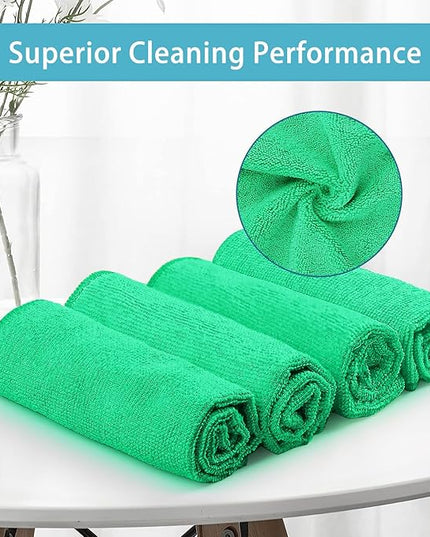 HOMEXCEL Green Microfiber Cleaning Cloth, 8 Pack Cleaning Towels for Kitchen, Lint Free, Scratch-Free, Highly Absorbent, and Reusable Cleaning Rags for House, Window and Glass, Cars, 11.5 X11.5 inch