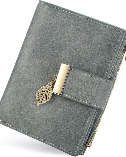 yiijay Small Wallet Women RFID Blocking Leather Bifold Wallet Credit Card Holder for Women Ladies Compact Wallet Mini Purse With Zipper Pocket