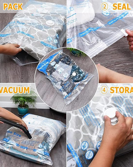 Vacuum Storage Bags , Small Space Saver Sealer Bags , Airtight Compression Bags for Clothes, Pillows, Comforters, Blankets, Beddings, Pack of 10