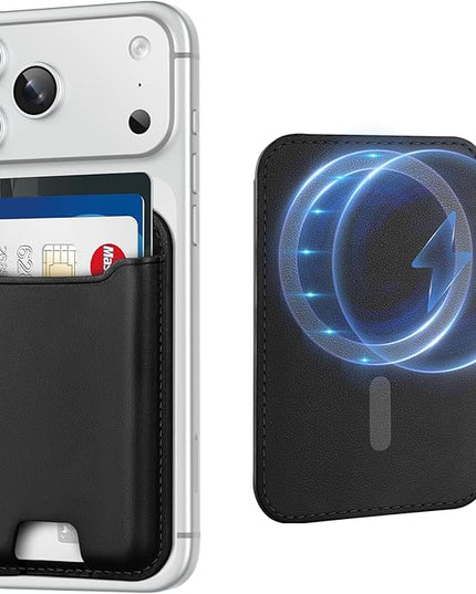 TopMade for Magsafe Wallet, Strongest Magnetic Card Holder for iPhone 17/17 Pro, iPhone 16/15/14/13/12 Series, Leather Magnetic Phone Wallet with Powerful Magnet, RFID Blocking, Fit 4 Cards, Black