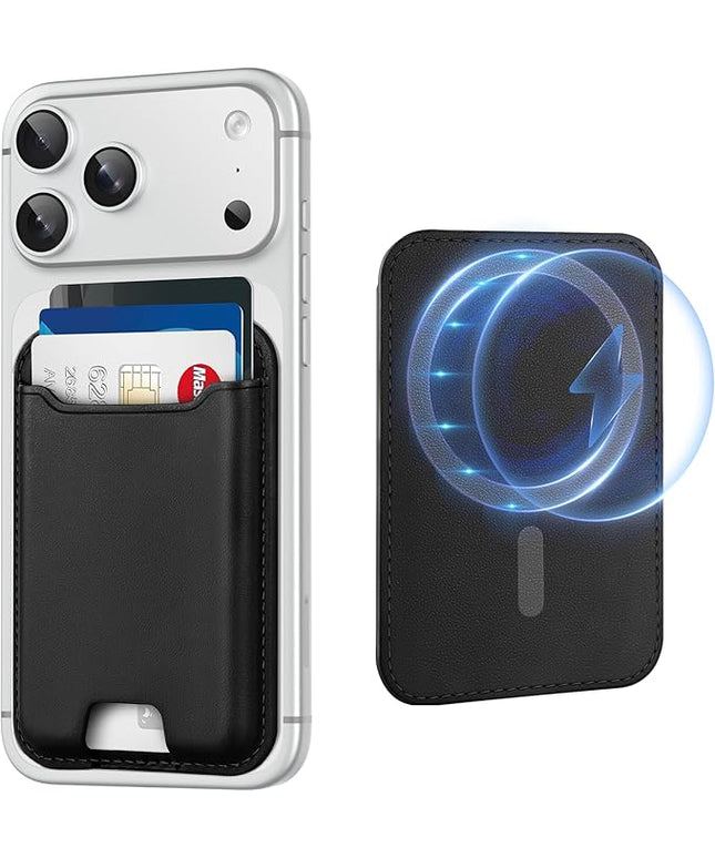 TopMade for Magsafe Wallet, Strongest Magnetic Card Holder for iPhone 17/17 Pro, iPhone 16/15/14/13/12 Series, Leather Magnetic Phone Wallet with Powerful Magnet, RFID Blocking, Fit 4 Cards, Black