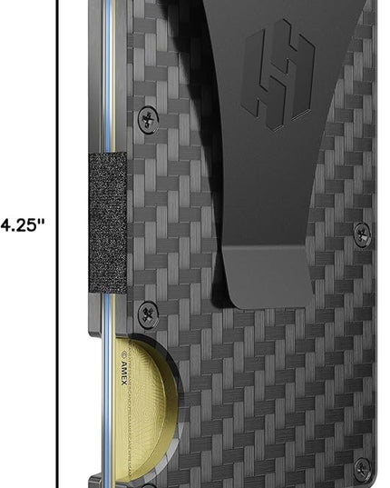 Hayvenhurst Wallet For Men - Reinvented Design Men's Wallet - Slim, Minimalistic & Seamless, Blocks RFID Scanners with a Money Clip (Carbon Fiber)