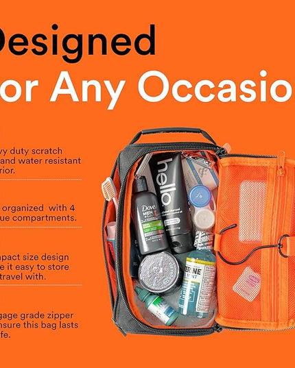 Fitdom Hanging Toiletry Bag Tactical Dopp Kit Case For Men. Perfect For Travel & Storage. Fits Large & Small Cosmetic, Clipper, Toothbrush, Shaving & Shower Care. Best Overnight Organizer