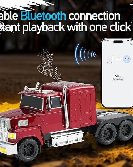 American Truck Bluetooth Speaker with HD Sound, TWS Pairing, LED Party Light, Operation Panel, Built-in Mic, Portable Car Model Speaker for Parties, Beach, Outdoor Activities (RED)