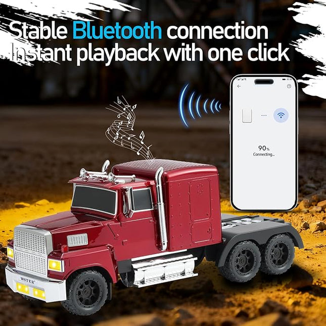 American Truck Bluetooth Speaker with HD Sound, TWS Pairing, LED Party Light, Operation Panel, Built-in Mic, Portable Car Model Speaker for Parties, Beach, Outdoor Activities (RED)