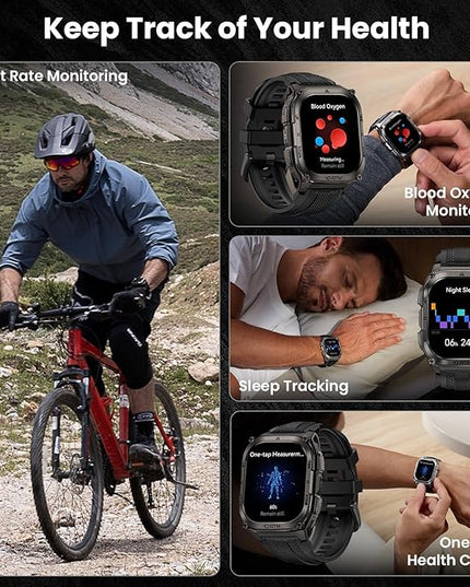 KOSPET Tank M4 Smart Watch for Men, Full Stainless Steel, GPS & Offline Maps, 10ATM Waterproof 45m Freediving, 50-Day Battery, Bluetooth Calls, 24/7 Heart Monitor, for Android & iOS