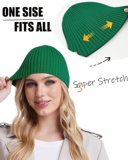 choshion Wool Knit Fisherman Beanie Hat for Men Women,Cuffless Warm Short Cuff Beanies Toboggan Ski Hats Winter Skull Cap